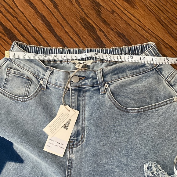 Blue Velvet Large 12/14 Ultra Wide Flare Leg Jeans Blue Star Patch Accents NWT - Picture 6 of 15